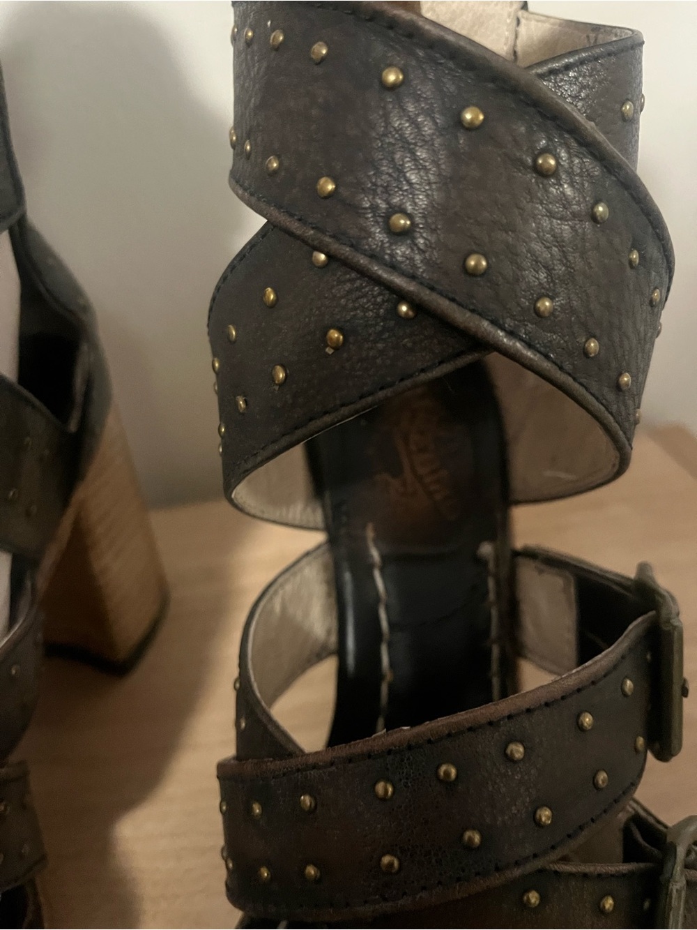 Freebird by Steven Black Studded Crisscross Strap Heels - Picture 7 of 7